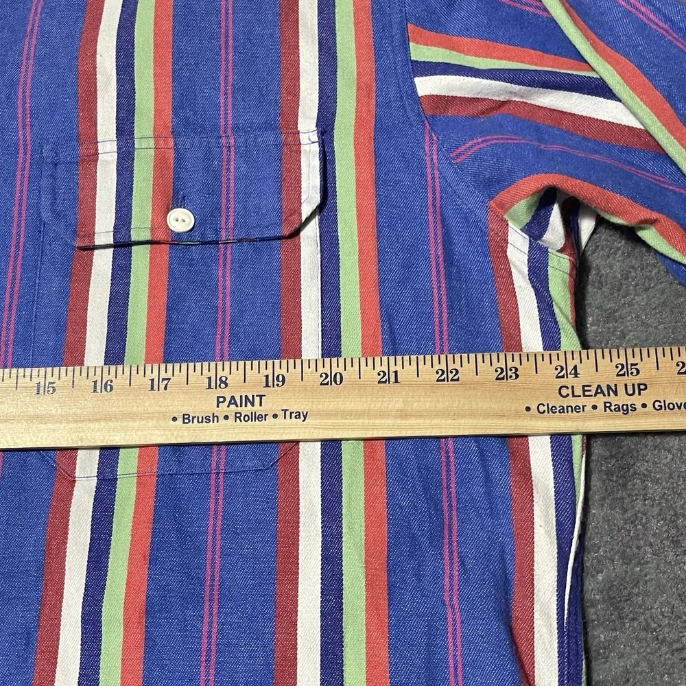 VTG Polo‎ Ralph Lauren Shirt Men Medium Blue Red Stripe Western Y2K Preppy